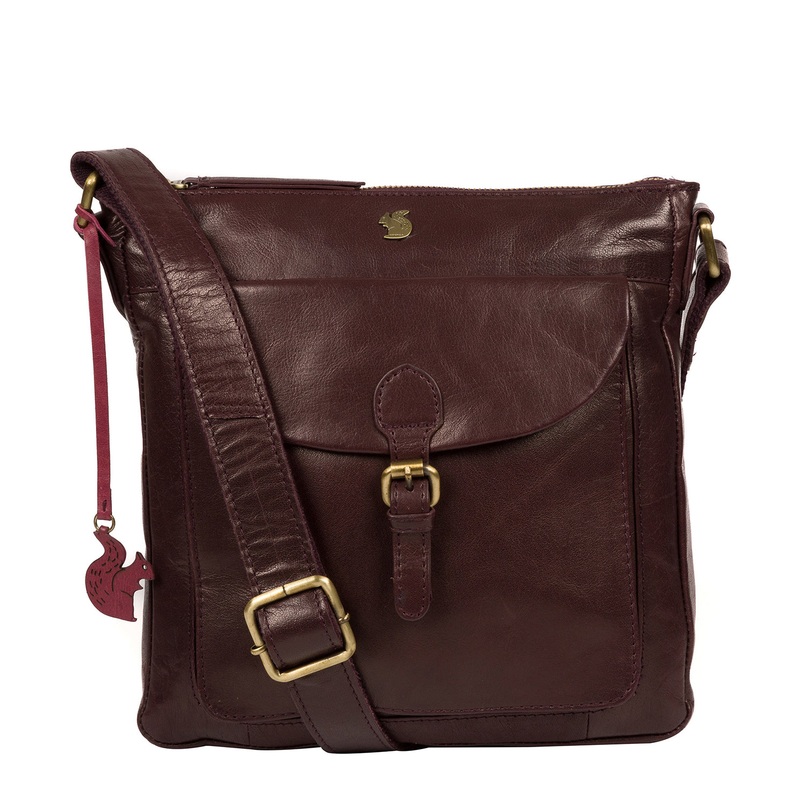 'Josephine' Plum Leather Shoulder Bag