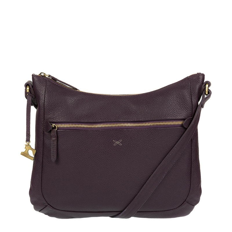 'Kay' Plum Leather Cross Body Bag