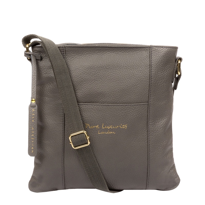 'Kayley' Grey Leather Cross Body Bag