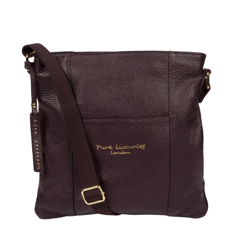 'Kayley' Plum Leather Cross Body Bag
