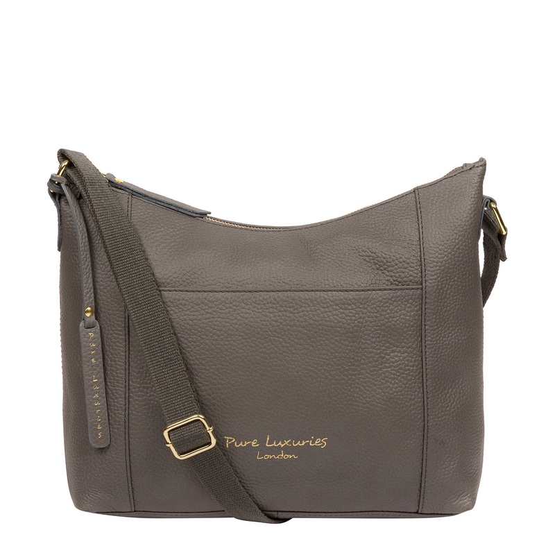 'Lachele' Grey Leather Shoulder Bag