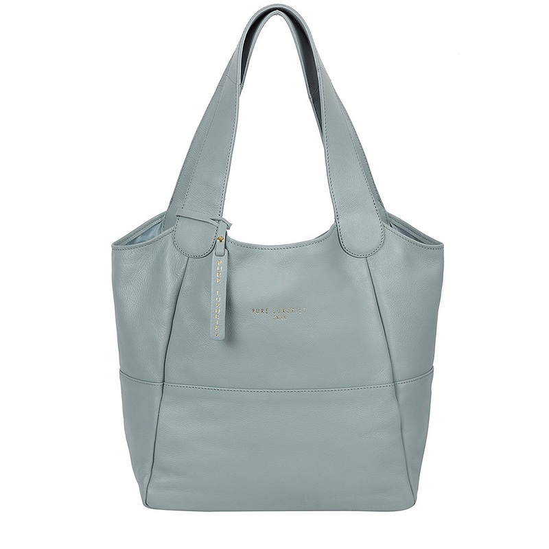 'Langdon' Cashmere Blue Leather Tote Bag