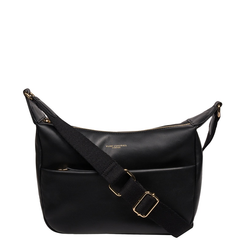 'Leonora' Black Leather Cross Body Bag