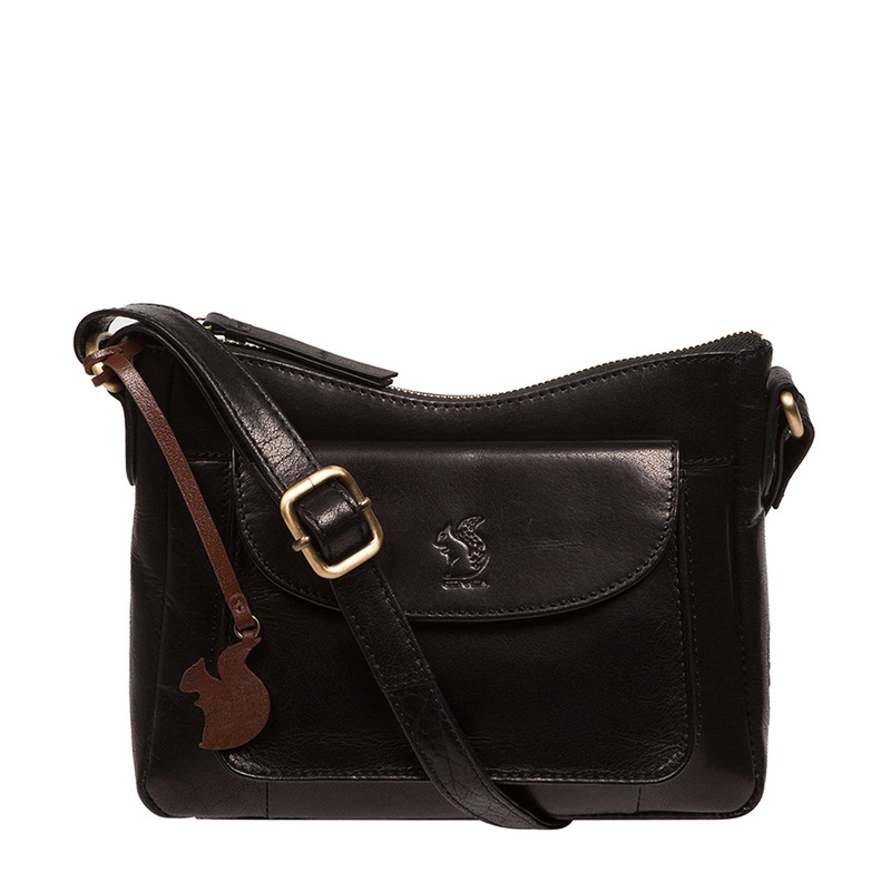 'Lottie' Black Leather Cross Body Bag