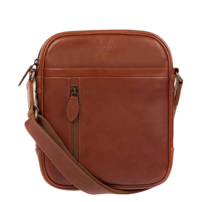 'Lowe' Conker Brown Leather Cross Body Bag