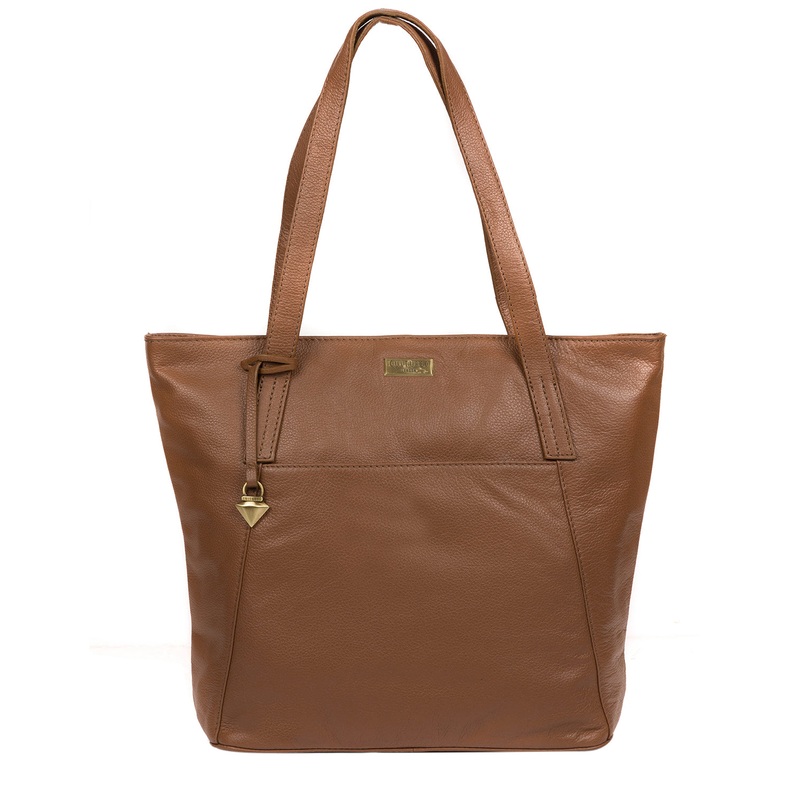 'Makayla' Tan Leather Tote Bag
