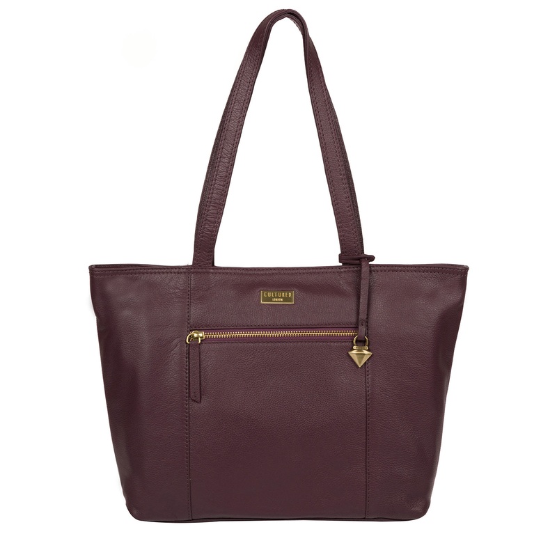 'Maya' Fig Leather Tote Bag