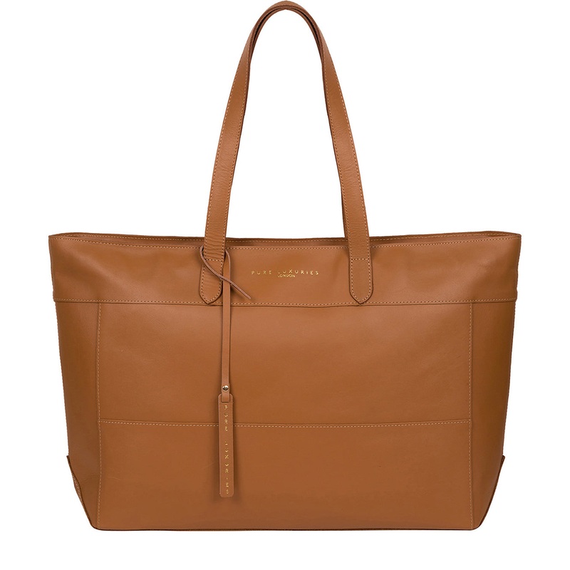 'Milton' Saddle Tan Vegetable-Tanned Leather Extra-Large Tote Bag