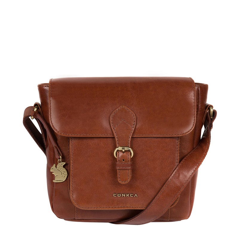 'Mojito' Cognac Leather Cross Body Bag
