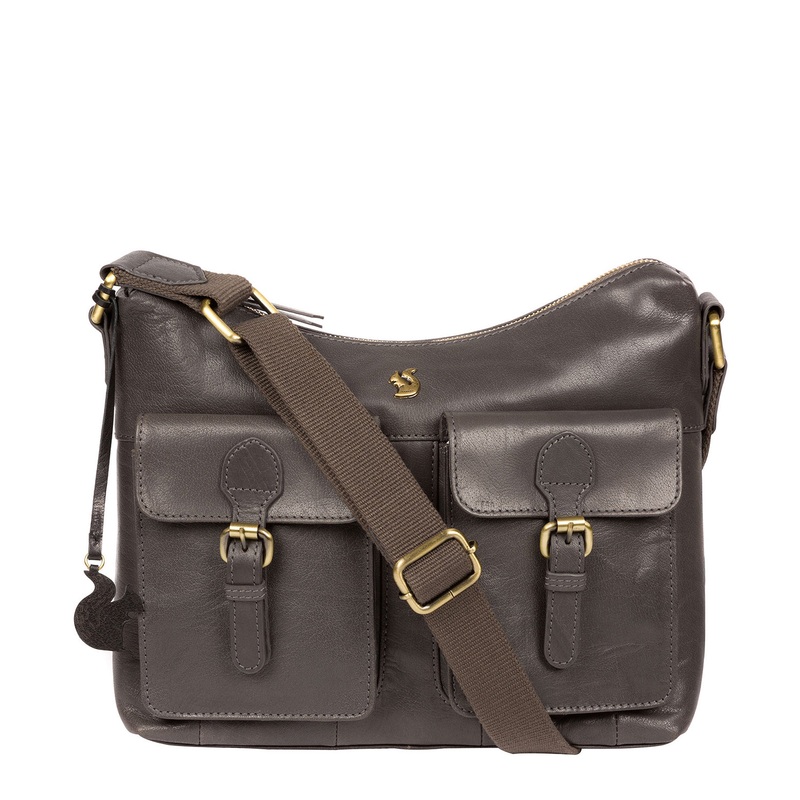 'Nancie' Slate Leather Shoulder Bag