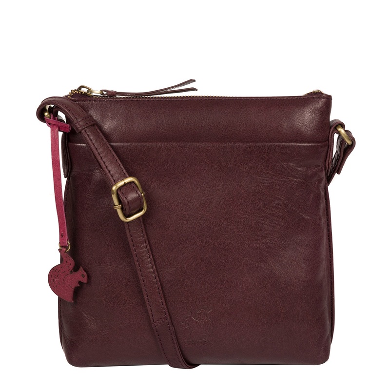 'Nikita' Plum Leather Cross Body Bag
