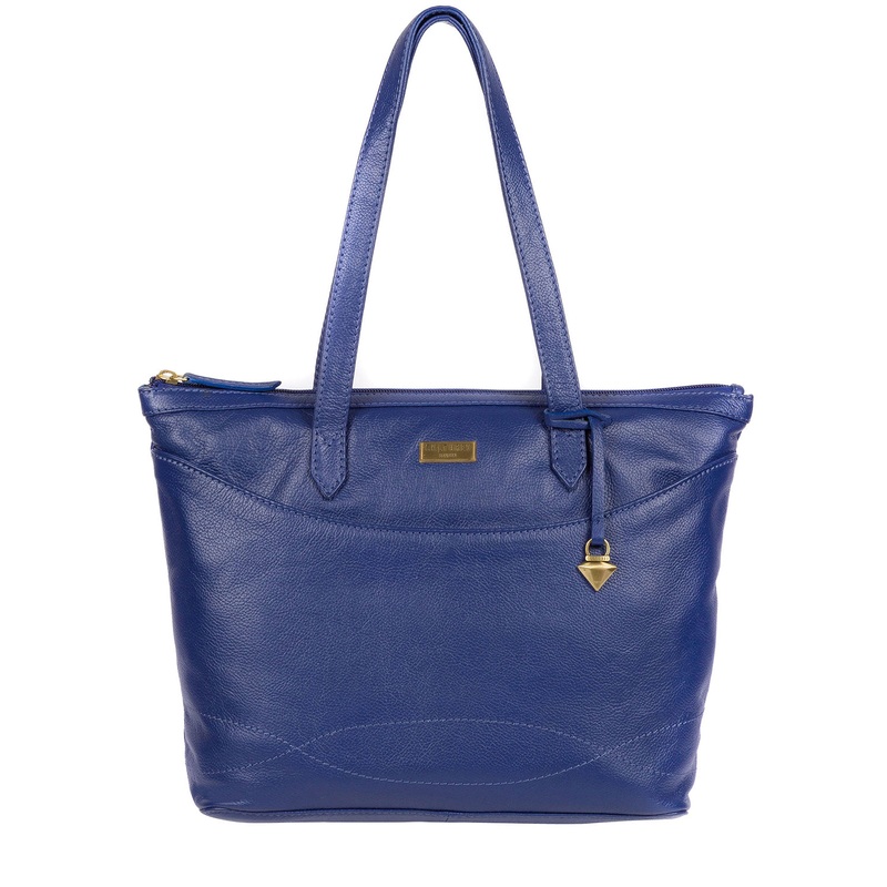 'Oriana' Mazarine Blue Leather Tote Bag
