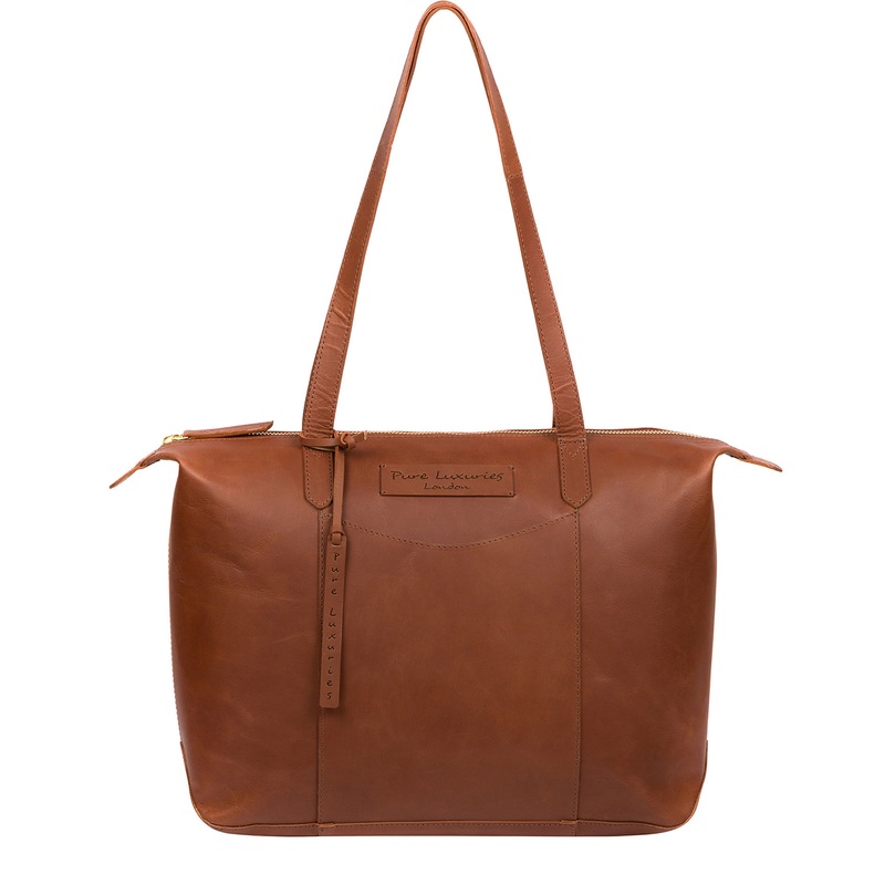 'Oval' Cognac Leather Tote Bag