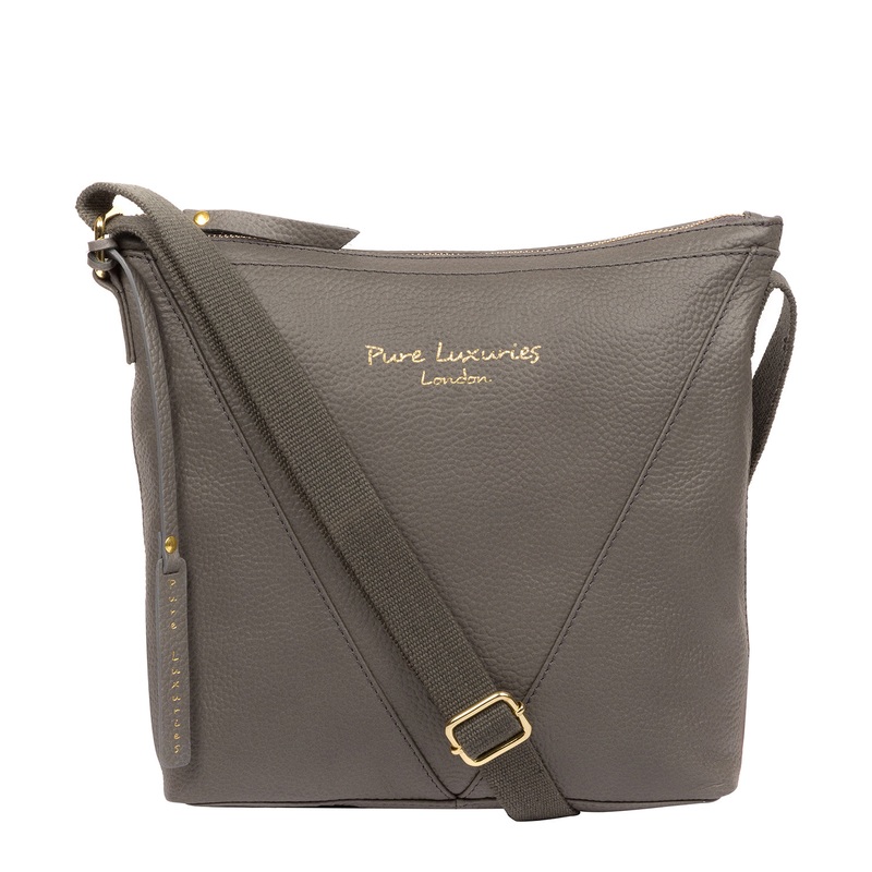 'Rena' Grey Leather Cross Body Bag