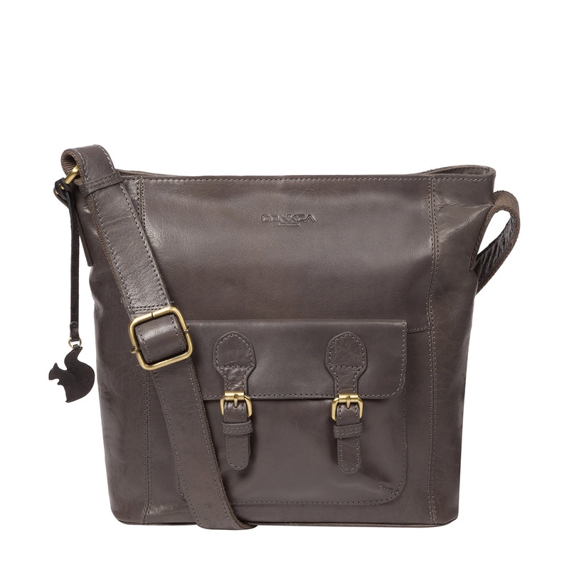 'Robyn' Slate Leather Shoulder Bag