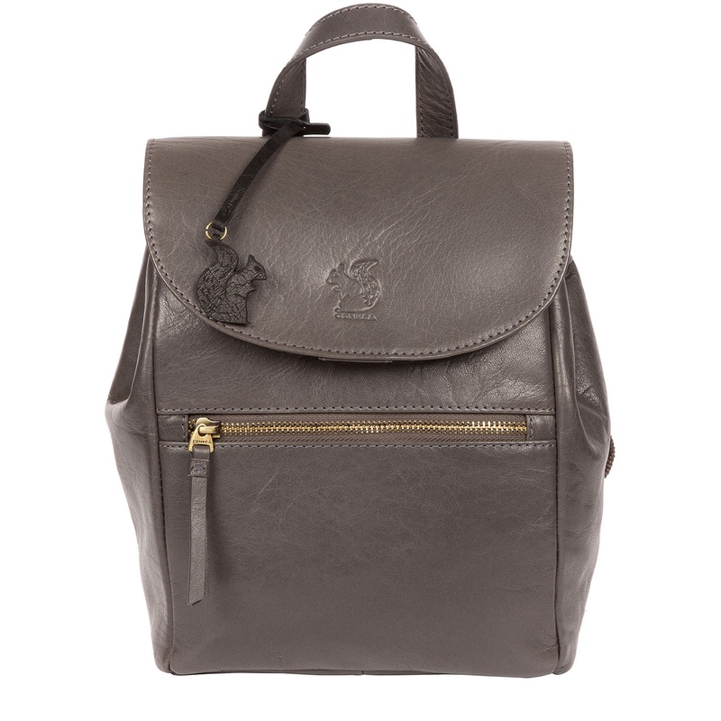 'Simone' Slate Leather Backpack
