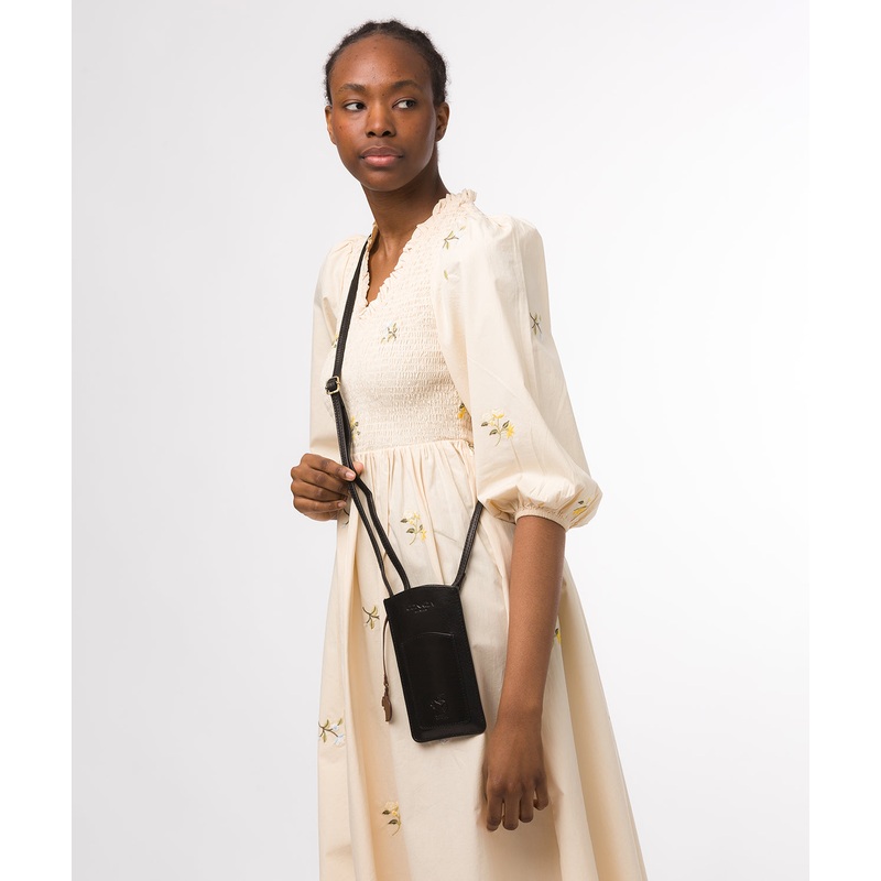 'Siren' Black Leather Cross Body Phone Bag