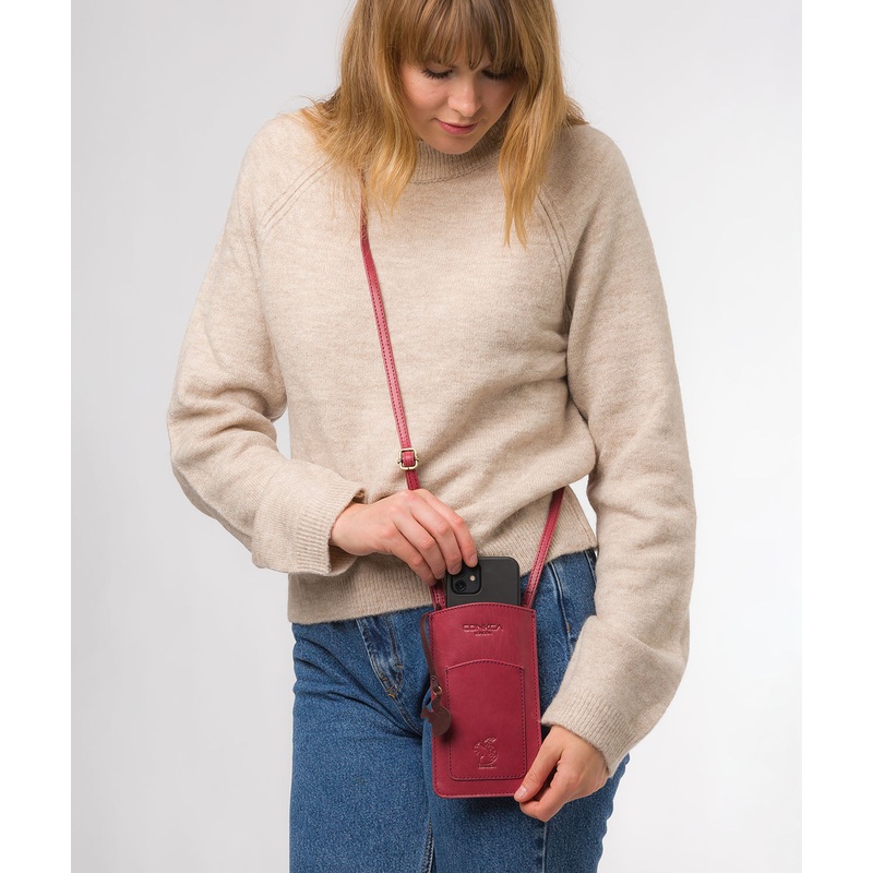 'Siren' Orchid Leather Cross Body Phone Bag