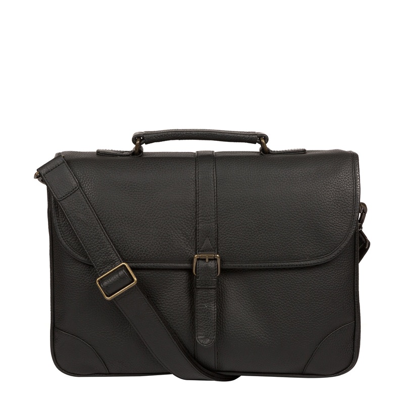 'Wallace' Black Leather Briefcase