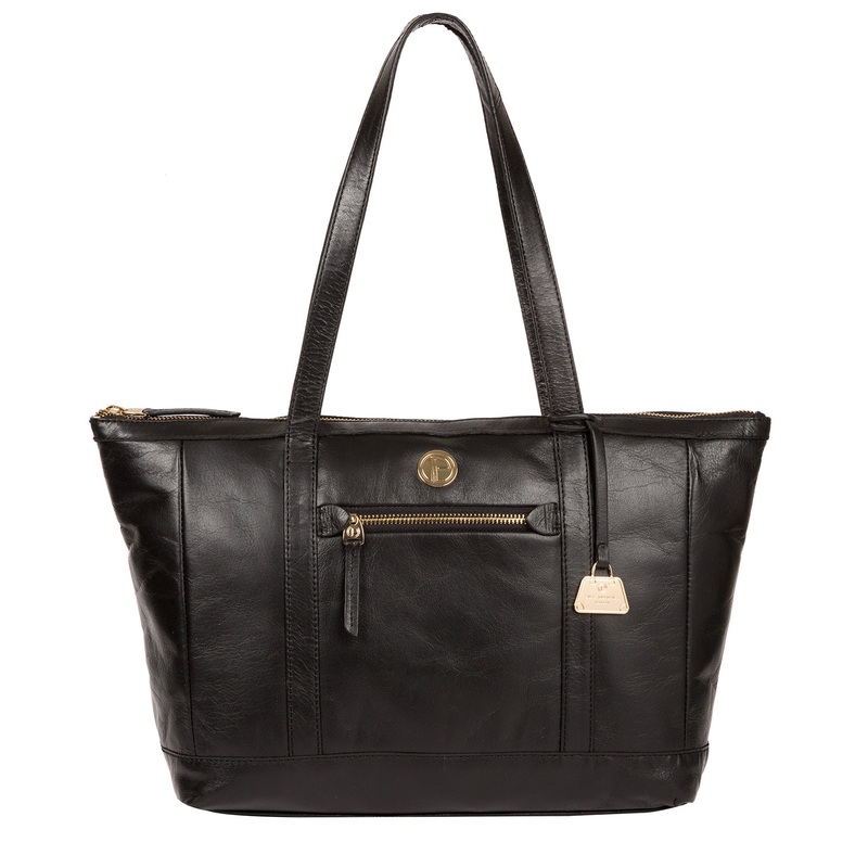 'Willow' Jet Black Leather Tote Bag
