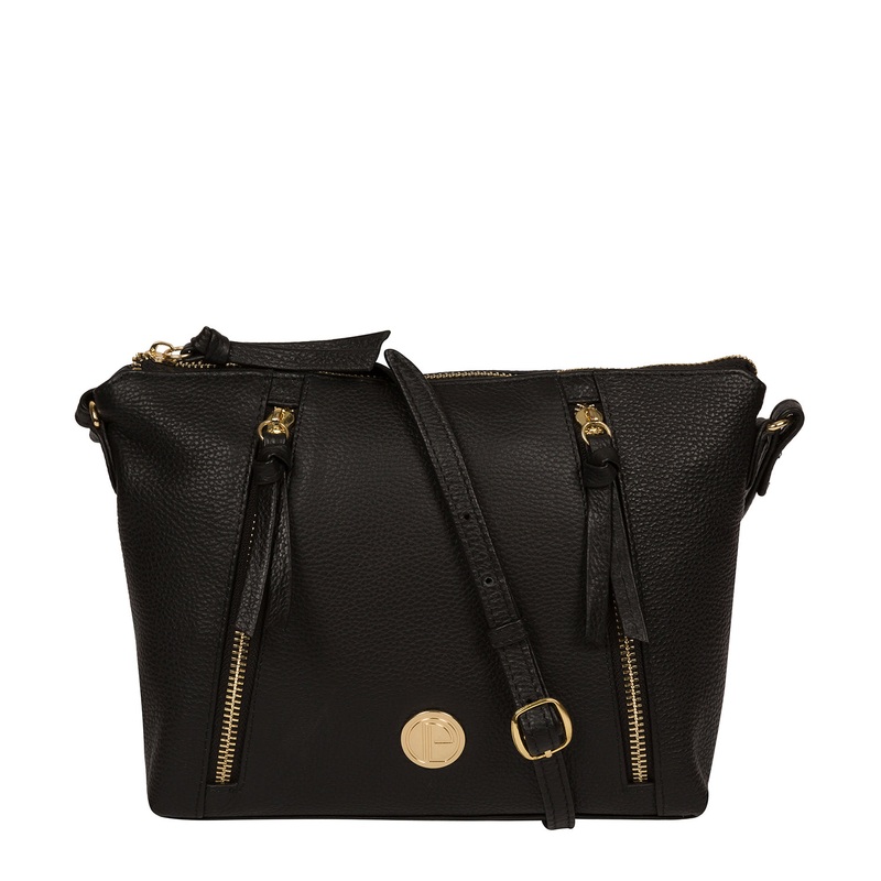 'Yoshi' Black Leather Cross Body Bag