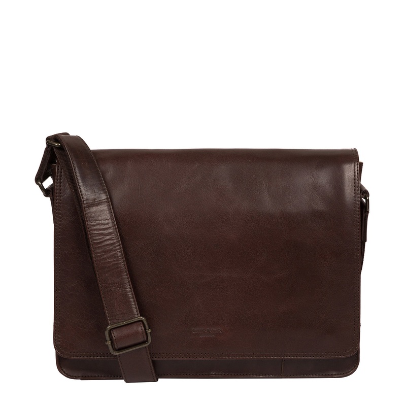 'Zagallo' Dark Brown Leather Messenger Bag
