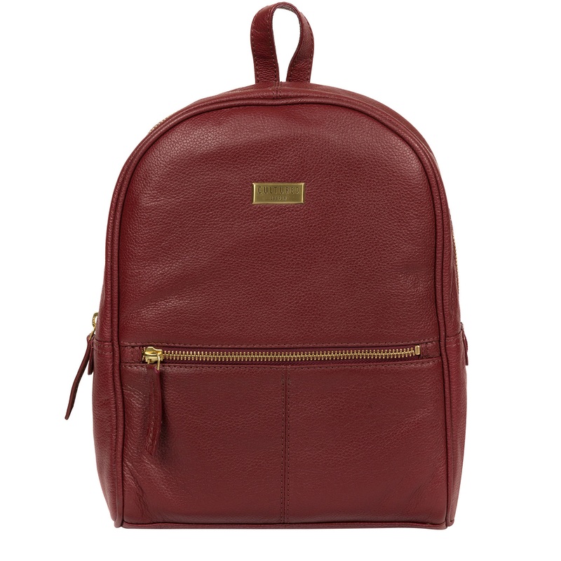 'Alyssa' Ruby Red Leather Backpack