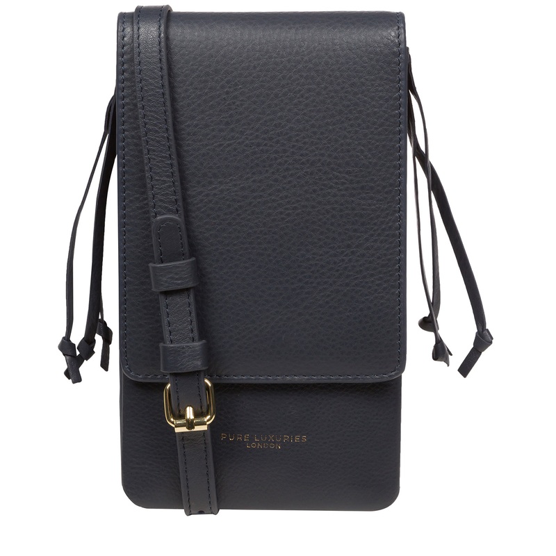 'Audrey' Navy Nappa Leather Cross Body Phone Bag