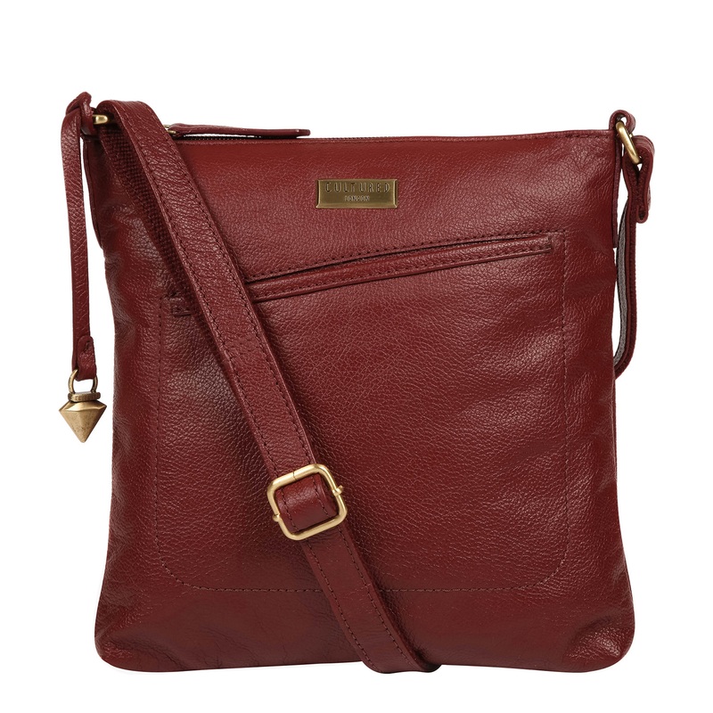 'Bronwyn' Ruby Red Leather Cross Body Bag