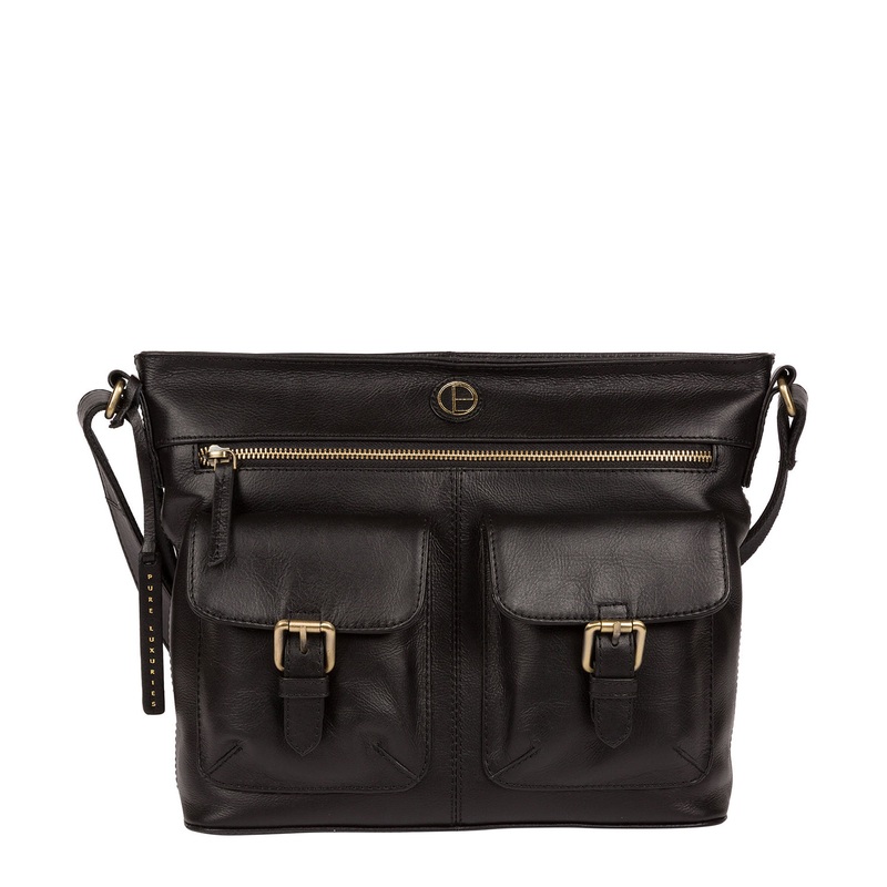 'Cleeton' Vintage Black Leather Shoulder Bag