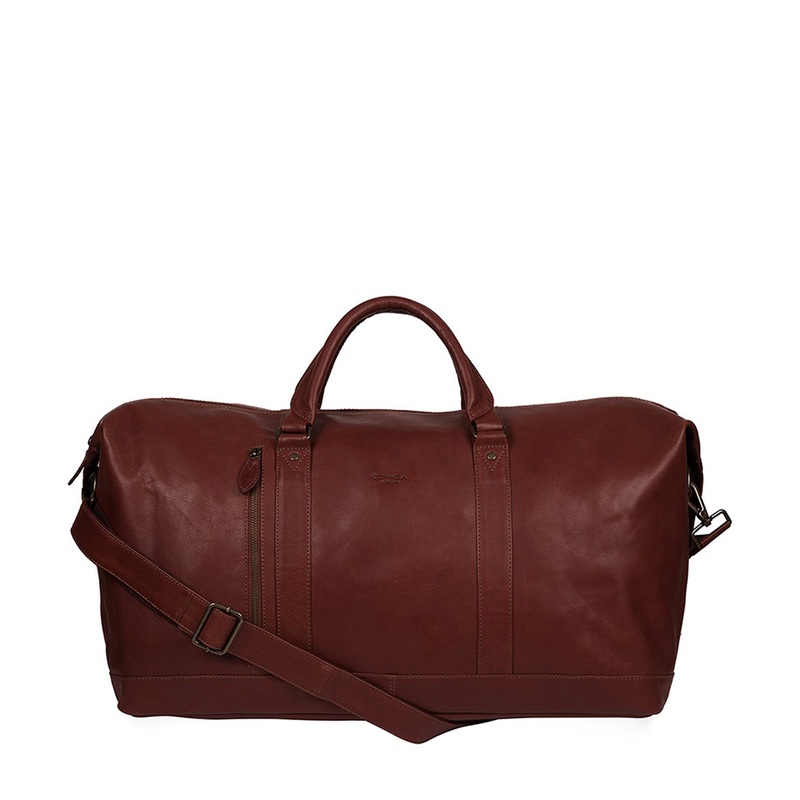 'Gerson' Conker Brown Leather Holdall