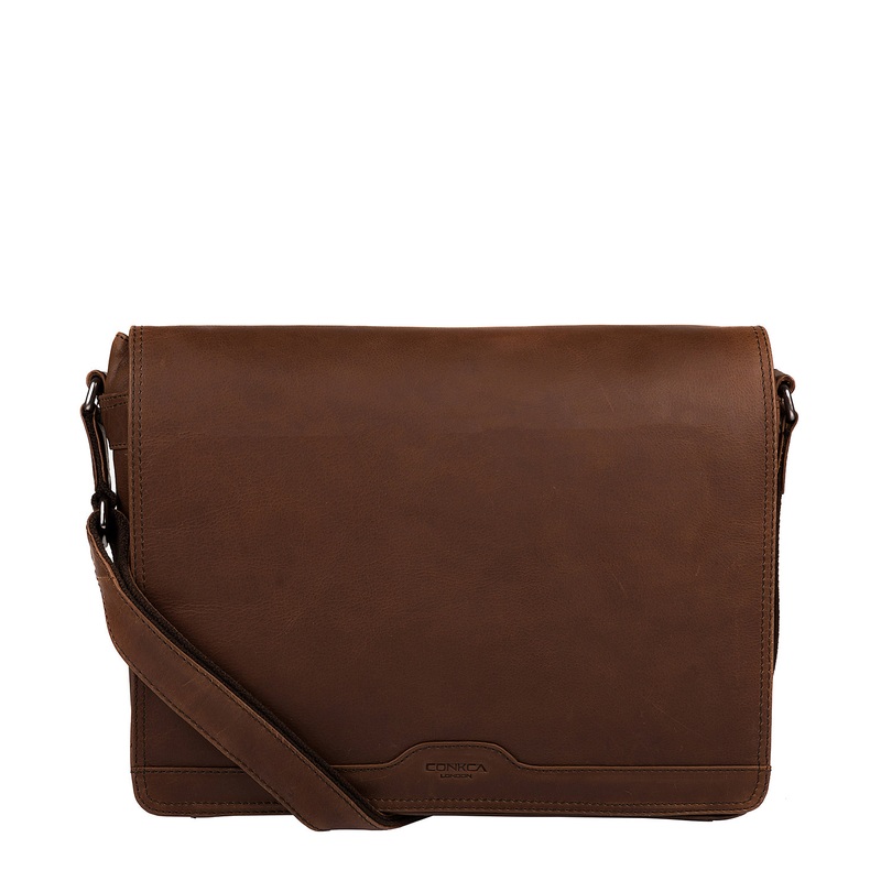 'Islington' Dark Brown Natural Cowhide Messenger Bag