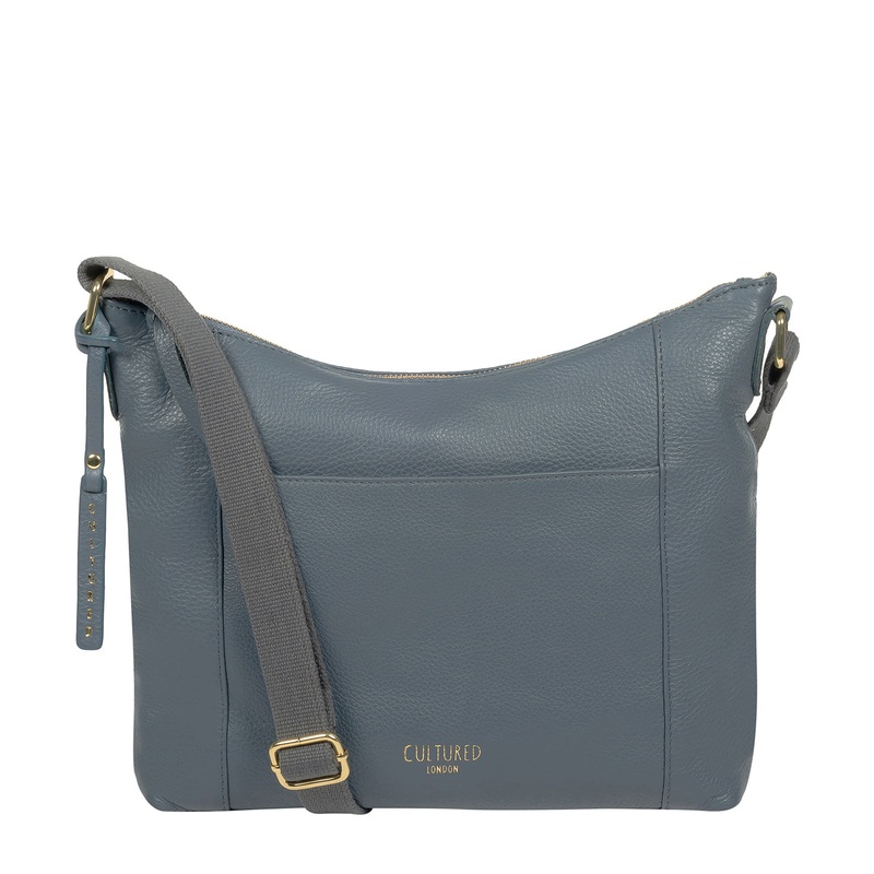 'Iver' Moonlight Blue Leather Shoulder Bag