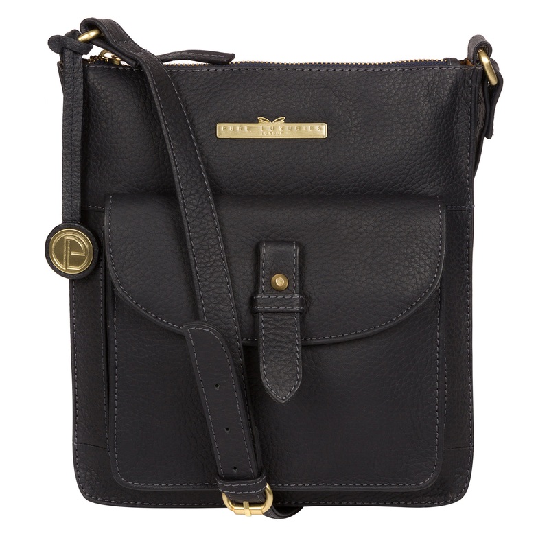 'Kaede' Navy Leather Cross Body Bag