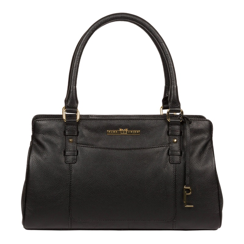 'Leiston' Black Leather Handbag