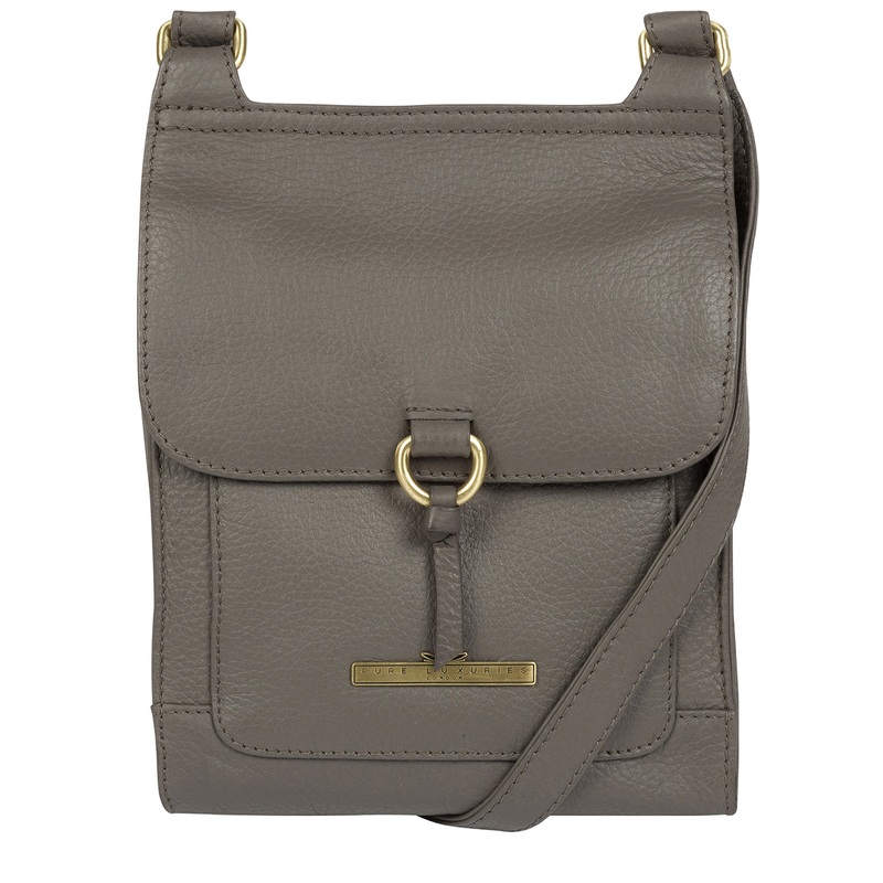 'Mabel' Grey Leather Cross Body Bag