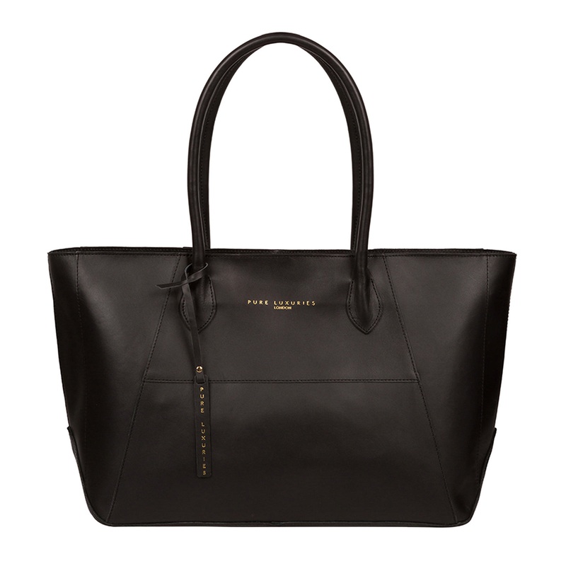 'Storrington' Jet Black Vegetable-Tanned Leather Tote Bag