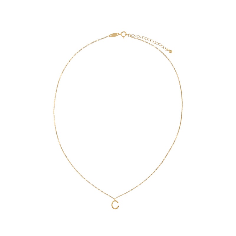 Elly Lou Timeless Initial Necklace - C- Gold