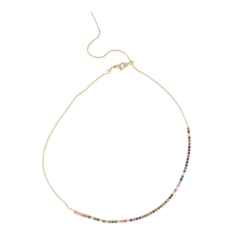 Mocha Adjustable Tennis Necklace- Multi