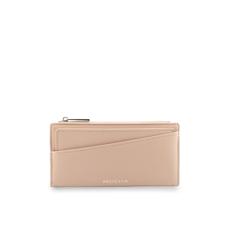 Mocha Amy Asymmetrical Long Wallet- Nude