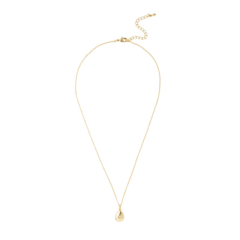 Mocha Aria Tear Drop Necklace - Light Gold