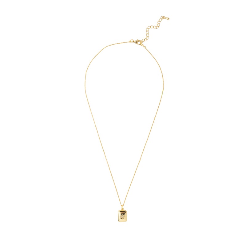 Mocha Aria Tile Necklace - Light Gold