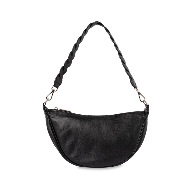 Mocha Catalina Leather Crossbody Bag - Black