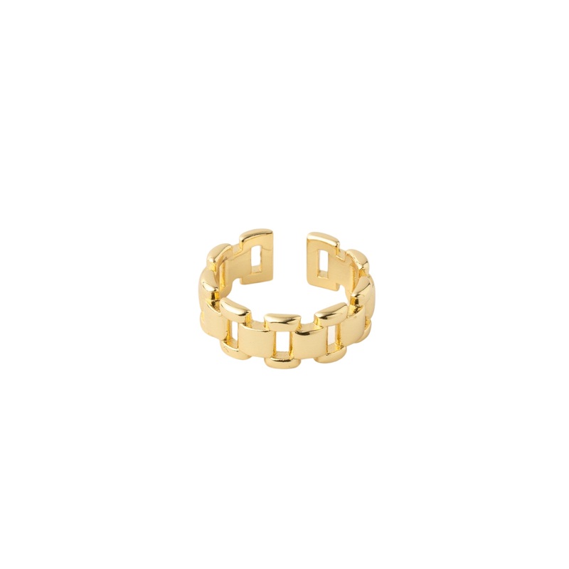 Mocha Chain Links Adjustable Ring - Light Gold