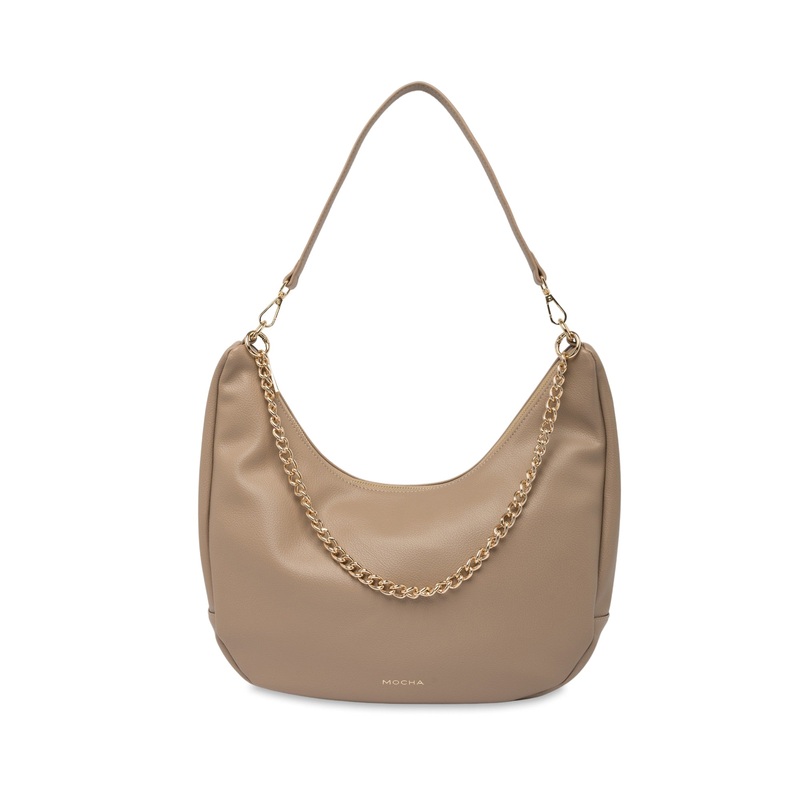 Mocha Harlow Hobo Crossbody Bag - Almond