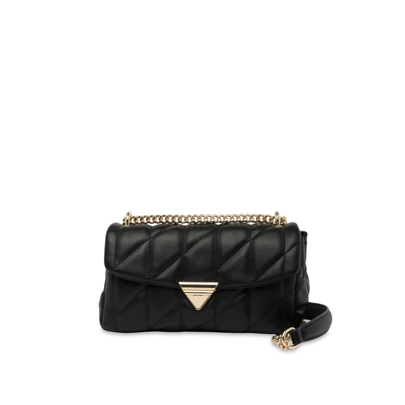 Mocha Isabella Quilted Crossbody Bag - Black