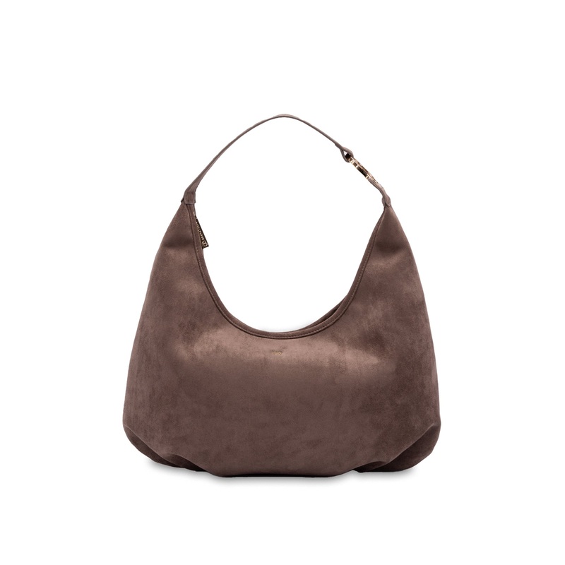 Mocha June Suede Hobo Bag - Taupe