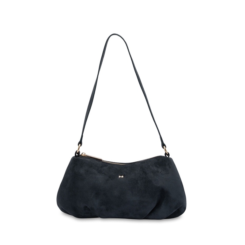 Mocha June Suede Shoulder Bag - Navy