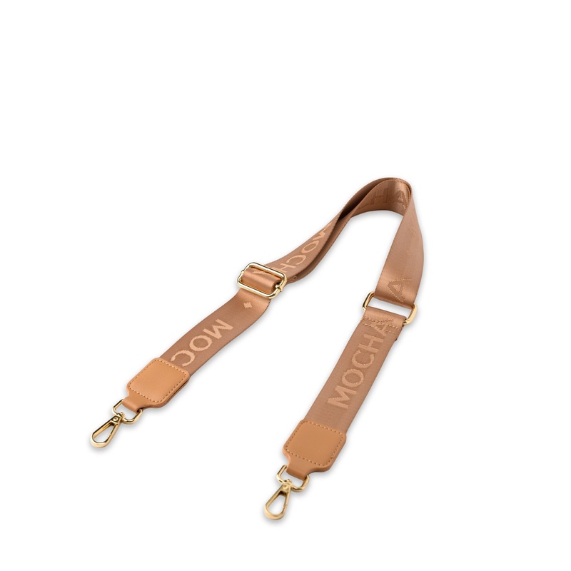 Mocha Logo Webbing Strap- Tan/ Gold
