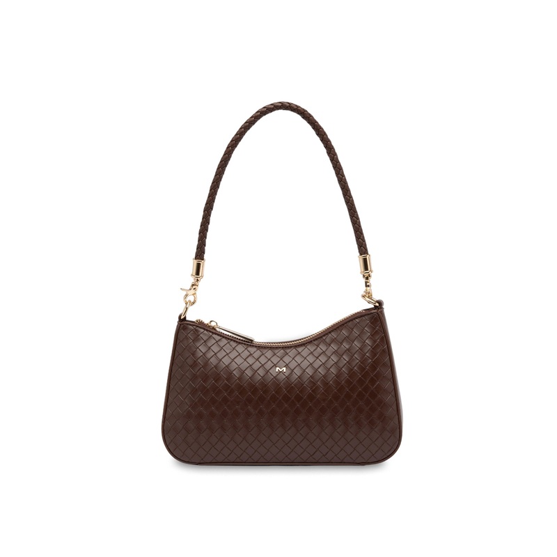 Mocha Lucy Woven Crossbody Bag - Chocolate